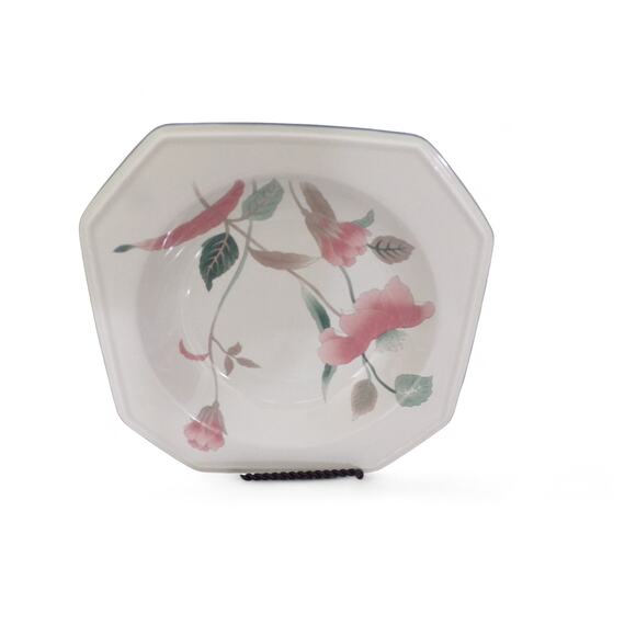 Mikasa Continental "Silk Flowers"  8 1/4" Hexagon Soup Salad Bowls Set Of 4 Vtg - Picture 3 of 5